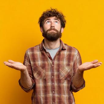 髭の男性が問いかける 髭の男性が問いかけるの写真