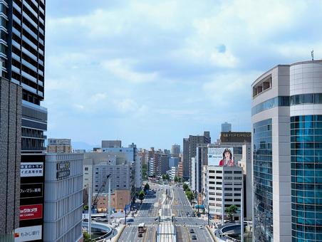 広島駅前通り 広島駅前通り ビル,風景,道路の写真素材