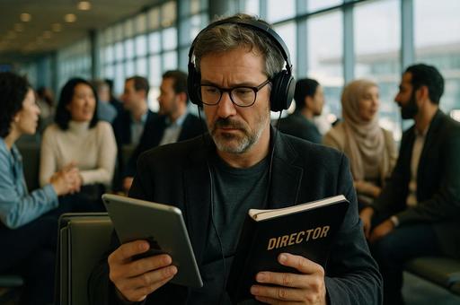 空港で集中するDIRECTORの写真