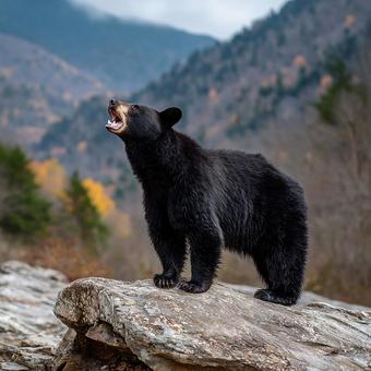 真っ黒な毛並みが印象的な、野生のクロクマ 真っ黒な毛並みが印象的な、野生のクロクマの写真