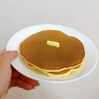 上手くできたパンケーキ 上手くできたパンケーキの写真