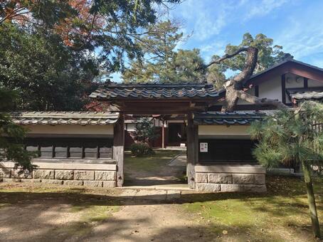 福井県-柴田氏庭園-中門 柴田氏庭園,甘棠館,中門の写真素材