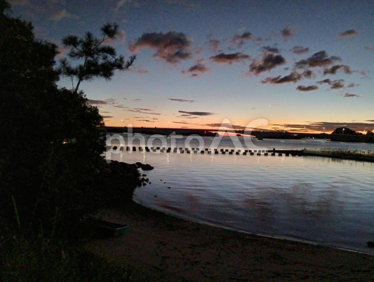 夕暮れの海岸 海岸,夕暮れ,熊本県の写真素材