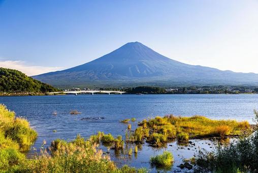 山梨県 河口湖から望む富士山 山梨県 河口湖から望む富士山 富士山,風景,青空の写真素材