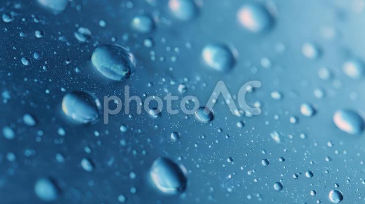 水滴が付着したガラス表面 水滴,雫,青の写真素材