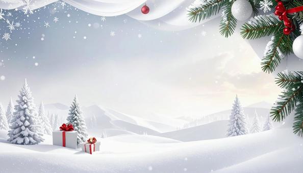 クリスマスをイメージした白背景 クリスマスをイメージした白背景の写真