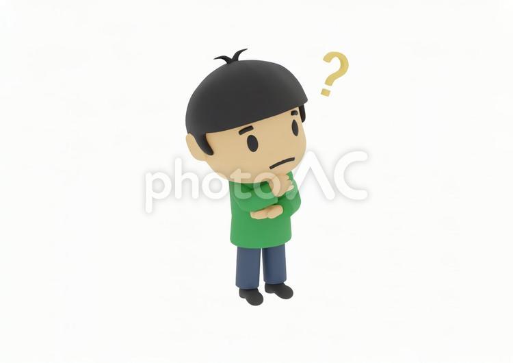 ? 疑問で頭を傾げる私服の若い男性　少年 健康,笑顔,学生の写真素材