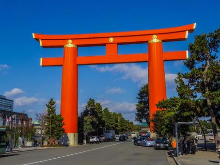 【京都府】京都市・平安神宮 平安神宮,鳥居,京都府の写真素材
