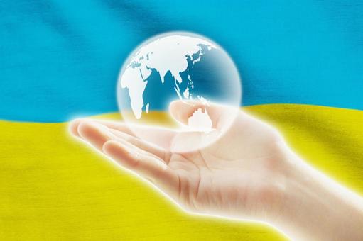Ukrainian flag and earth, JPG Ukrainian flag and earth, ukraine, flag, cloth, JPG