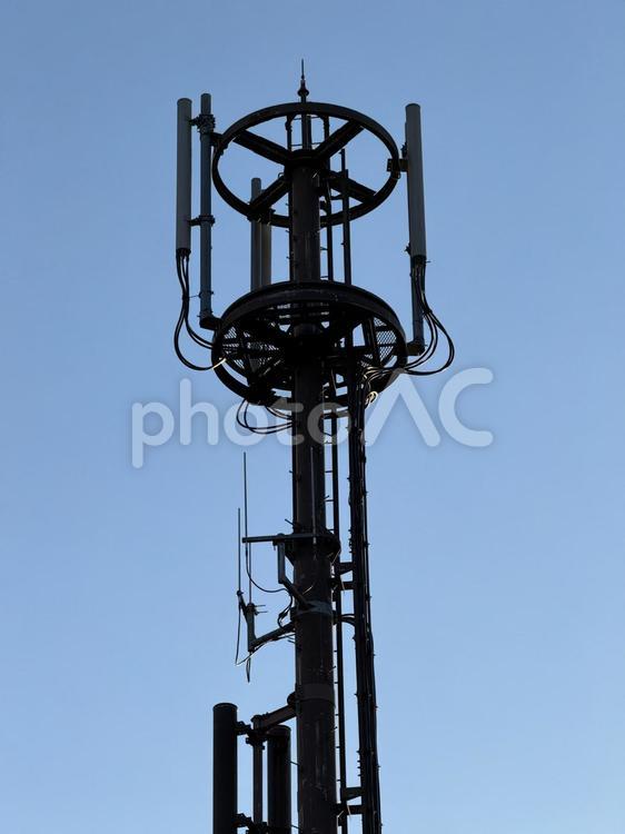 松本市茶臼山の電波塔 空,信州,長野県の写真素材