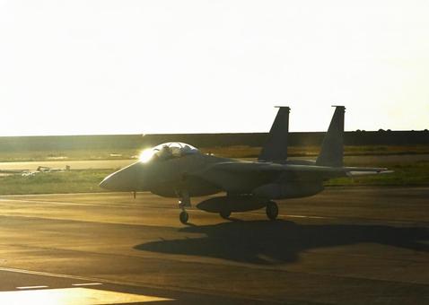 Sunset, airport, fighter jet, JPG Sunset, airport, fighter jet, JPG
