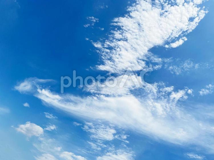 6月の空。晴天と雲 空,晴天,青空の写真素材