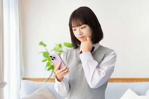 受験生・制服姿の女子高校生 受験生,受験,高校生の写真素材