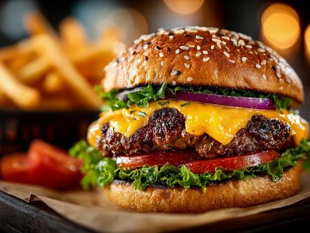 美味しそうなハンバーガー 美味しそうなハンバーガーの写真