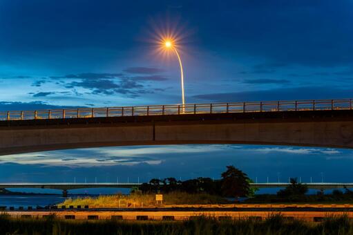赤江大橋の夜景 赤江大橋,宮崎,宮崎市の写真素材