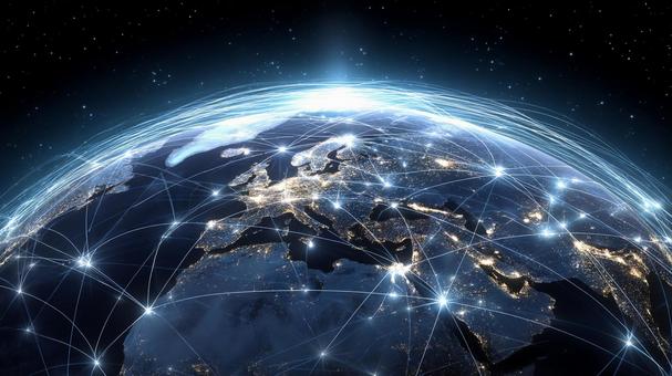 デジタルネットワークでつながる地球 デジタルネットワークでつながる地球の写真