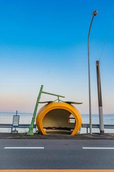 長崎県　フルーツのバス停 フルーツバス停,メロンバス停,長崎の写真素材
