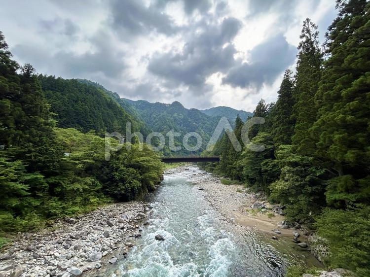 岐阜県・板取川の風景 川,河川,清流の写真素材
