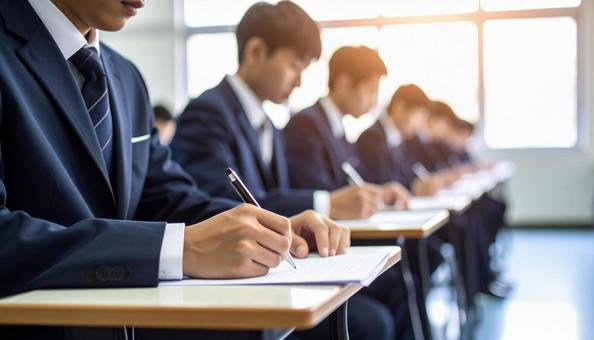 学校の授業風景　男子校の写真