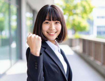 就活女性ガッツポーズ 就活女性ガッツポーズの写真
