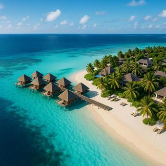 南国リゾートホテルの上空 南国リゾートホテルの上空の写真