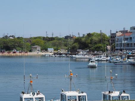 日間賀島の港と船 港,船,日間賀島の写真素材