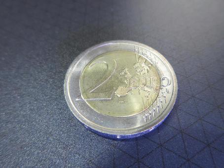 2ユーロ硬貨 2ユーロ硬貨 硬貨,コイン,ユーロの写真素材
