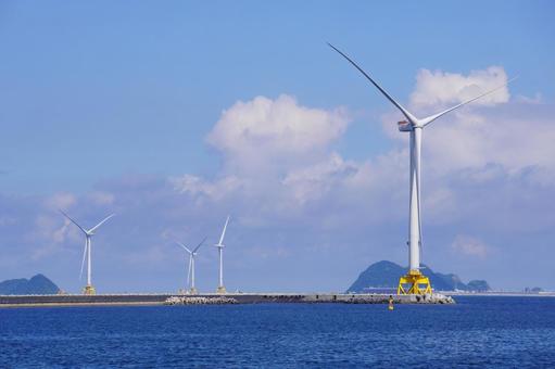 風力発電機 洋上,風力発電機,海洋の写真素材
