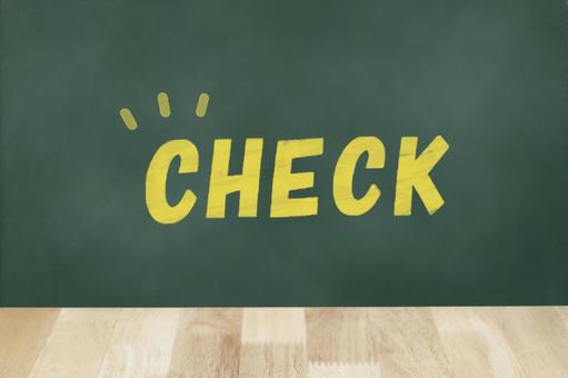 Yellow letters of "CHECK" written on the blackboard, escuela, comprobar, pizarra, JPG