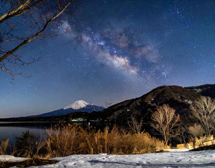 山の上の天の川と湖 山の上の天の川と湖の写真