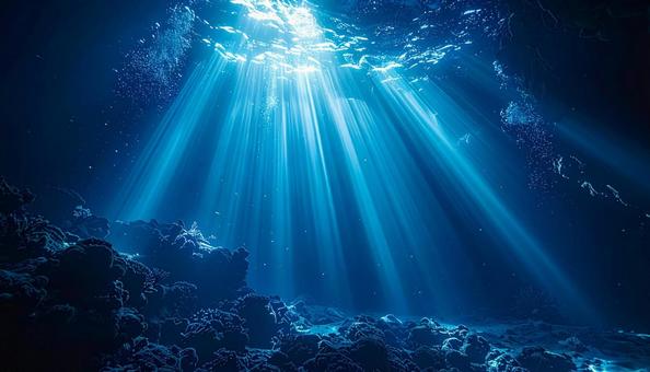 深海に差し込む青い光 深海に差し込む青い光の写真
