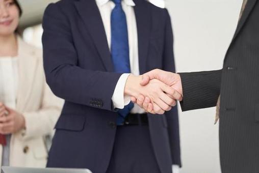 Asian business person shaking hands, business, handshake, close, JPG