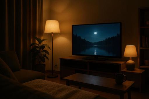 液晶テレビでくつろぐ夜 液晶テレビでくつろぐ夜の写真