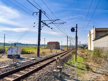 平野亀山線が関西本線を渡る踏切付近 踏切,jr関西本線,平野亀山線の写真素材