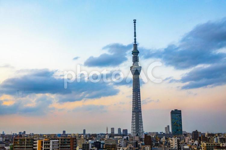 夕暮れの東京 雲,夕空,東京の写真素材