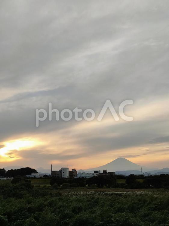 富士山と夕焼け 夕焼け,夕焼け空,夕日の写真素材