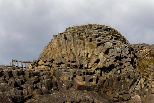花咲岬、放射状に広がる天然記念物「車石」 放射状節理,柱状節理,天然記念物の写真素材