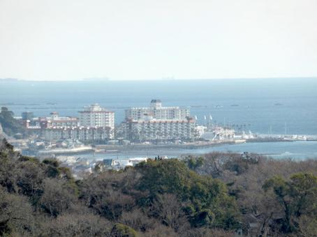 源氏山公園山頂より逗子マリーナを望む 源氏山公園山頂より逗子マリーナを望むの写真