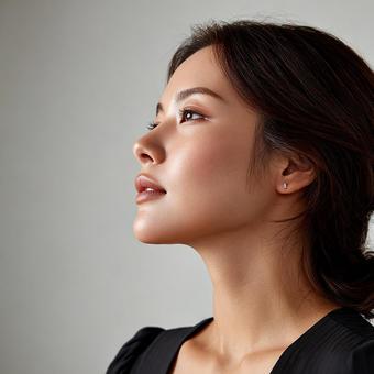 横顔に現れる女性の魅力の写真