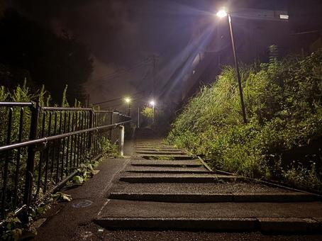 階段 階段 階段,夜景,路地の写真素材