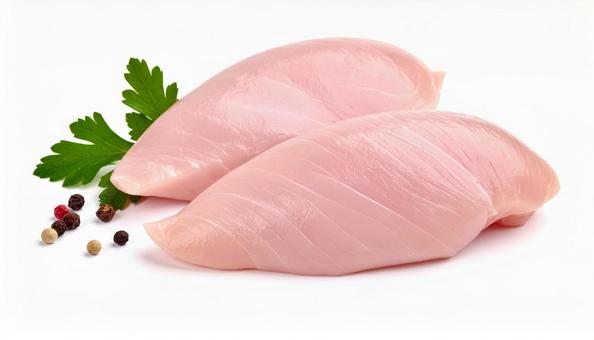 白い背景に鳥の胸肉 白い背景に鳥の胸肉の写真