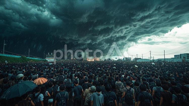 逃げ惑う人々 逃げ惑う,人々,パニックの写真素材