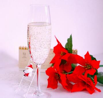 シャンパン（Xmas）④ シャンパン,クリスマス,花の写真素材