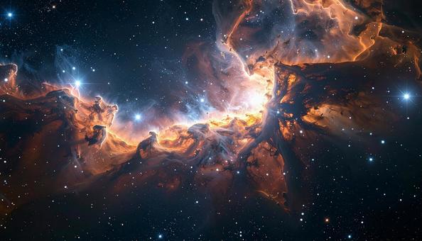 燃えるような光に包まれた星雲の写真