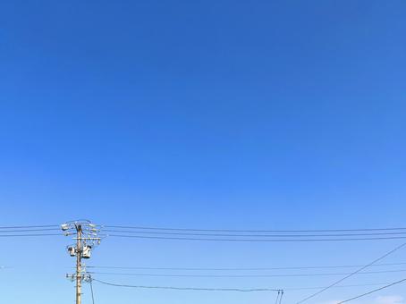 空と電線_0110 空,スカイ,ブルーの写真素材