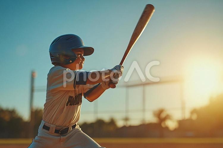 バットを振る野球少年のイメージ 人物,男の子,野球の写真素材