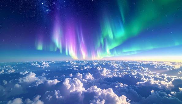雲の上に舞う神秘のオーロラ 雲の上に舞う神秘のオーロラの写真