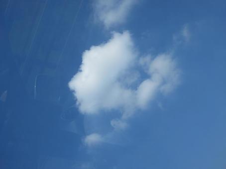 青空に白い横顔雲の写真