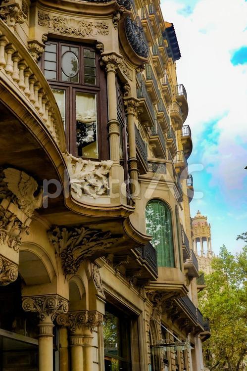 装飾が施された建物（スペイン） バルセロナ,スペイン,建築の写真素材