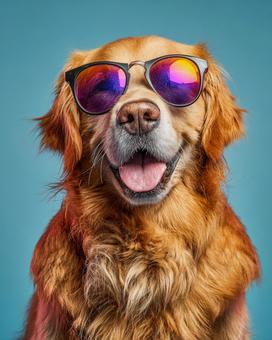 クールな表情の笑顔の犬のポートレート クールな表情の笑顔の犬のポートレートの写真